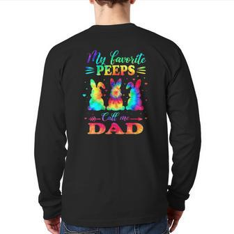 My Favorite Bunnies Call Me Dad Easter Tie Dye Father Back Print Long Sleeve T-shirt | Mazezy