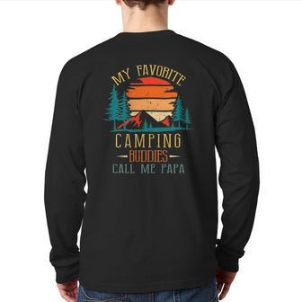 My Favorite Camping Buddies Call Me Papa Family Father Back Print Long Sleeve T-shirt | Mazezy