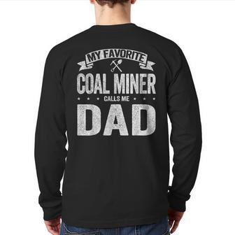 My Favorite Coal Miner Calls Me Dad Father's Day Retro Back Print Long Sleeve T-shirt | Mazezy