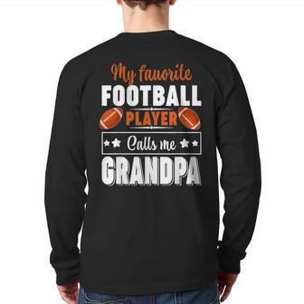 My Favorite Football Player Calls Me Grandpa Cute Back Print Long Sleeve T-shirt | Mazezy