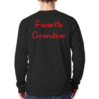 Favorite Grandson Fathers Day Back Print Long Sleeve T-shirt | Mazezy