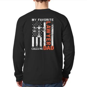 My Favorite Lawyer Calls Me Dad Usa Flag Father's Day Back Print Long Sleeve T-shirt | Mazezy