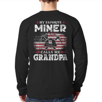 My Favorite Miner Calls Me Grandpa Usa Flag Father Back Print Long Sleeve T-shirt | Mazezy