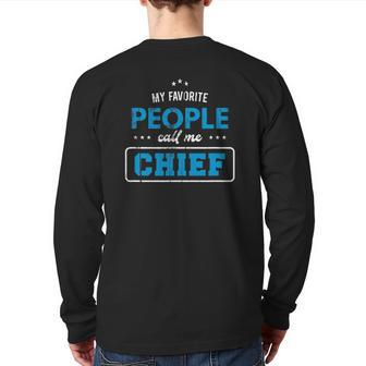 My Favorite People Call Me Chief Vintage Grandpa Back Print Long Sleeve T-shirt | Mazezy