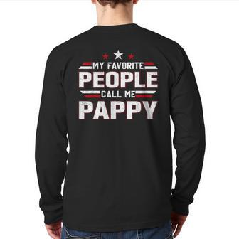 My Favorite People Call Me Pappy Men Retro Decor Grandpa Back Print Long Sleeve T-shirt | Mazezy