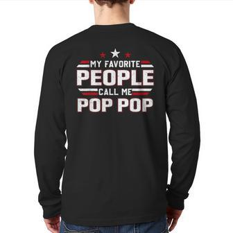 My Favorite People Call Me Pop Pop Men Retro Decor Grandpa Back Print Long Sleeve T-shirt | Mazezy