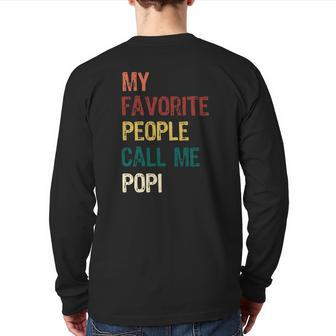 My Favorite People Call Me Popi Father's Day Back Print Long Sleeve T-shirt | Mazezy
