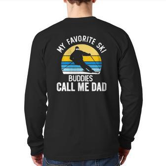 My Favorite Ski Buddies Call Me Dad Vintage Sunset Back Print Long Sleeve T-shirt | Mazezy