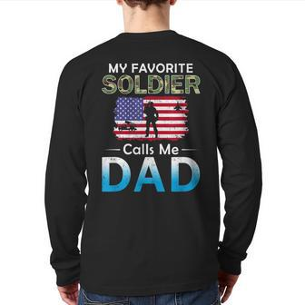 My Favorite Soldier Calls Me Dadproud Army Dad Back Print Long Sleeve T-shirt | Mazezy