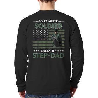 Favorite Soldier Calls Me Stepdad Army Veteran T Back Print Long Sleeve T-shirt | Mazezy