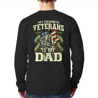 My Favorite Veteran Is My Dad Vietnam Veteran Flag Back Print Long Sleeve T-shirt | Mazezy