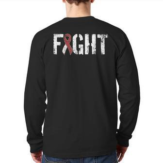 Fight Head Neck Cancer Military Style Awareness Ribbon Back Print Long Sleeve T-shirt - Monsterry