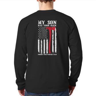 Firefighter My Son Has Your Proud Firefighter Dad American Back Print Long Sleeve T-shirt | Mazezy DE