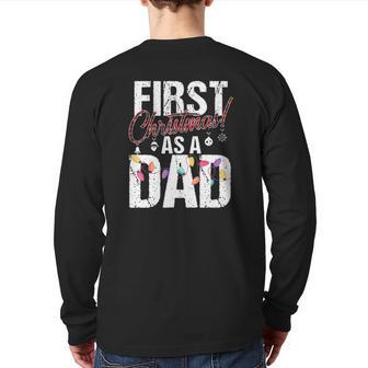 First Christmas As A Dad Xmas Lights 2021 Dad Plaid Costume Back Print Long Sleeve T-shirt | Mazezy