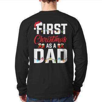 First Christmas As A Dad Xmas Lights New Dad Christmas Back Print Long Sleeve T-shirt | Mazezy