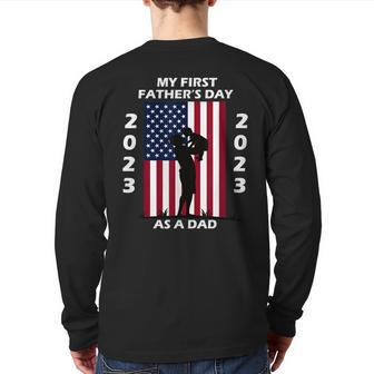 My First Dad's Day As A Father New Baby 2023 Father's Day Back Print Long Sleeve T-shirt | Mazezy CA
