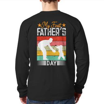 My First Father's Day Celebrating The Best Dad Ever Back Print Long Sleeve T-shirt | Mazezy