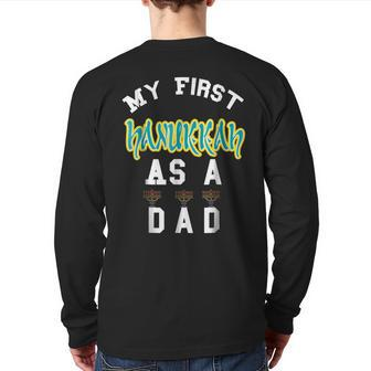 My First Hanukkah As A Dad T For New Daddy Father Back Print Long Sleeve T-shirt | Mazezy UK