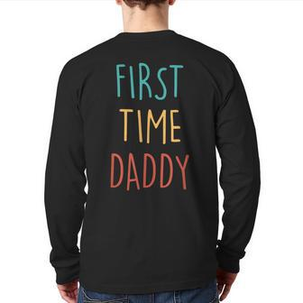 First Time Dad 2023 Fathers Day Promoted Daddy Men Back Print Long Sleeve T-shirt | Mazezy