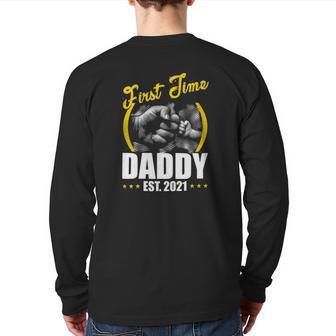 First Time Daddy New Dad Est 2022 Father's Day Back Print Long Sleeve T-shirt | Mazezy
