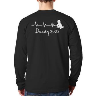 First Time Father For Men New Dad Expecting Daddy 2023 Back Print Long Sleeve T-shirt | Mazezy