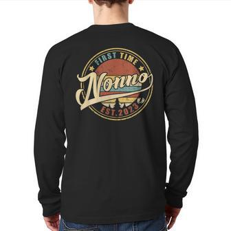 First Time Nonno 2023 For Promoted To Dad Back Print Long Sleeve T-shirt | Mazezy