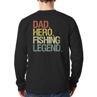 Fishing Dad Hero Vintage Retro Back Print Long Sleeve T-shirt | Mazezy