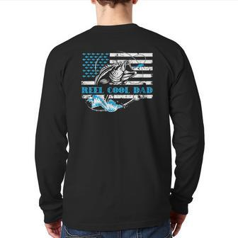 Fishing Stuff For Father's Day Reel Cool Dad American Flag Back Print Long Sleeve T-shirt | Mazezy