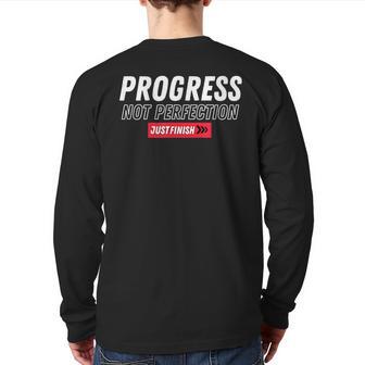 Fitness Motivation- Progress Not Perfection- Just Finish Back Print Long Sleeve T-shirt - Monsterry DE