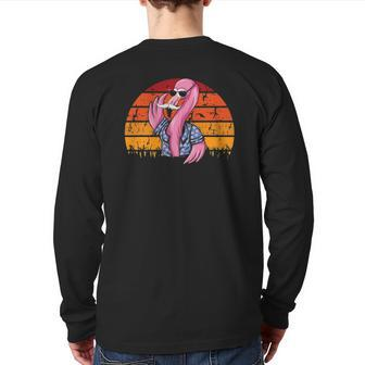 Flamingo Dad Father's Day Retro Bird Animal Lover Zoo-Keeper Back Print Long Sleeve T-shirt | Mazezy DE