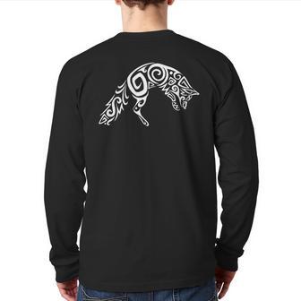 Fox Jumping Tribal Back Print Long Sleeve T-shirt - Monsterry CA