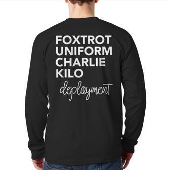 Foxtrot Uniform Charlie Kilo Military Deployment T Back Print Long Sleeve T-shirt - Monsterry CA