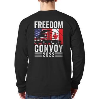 Freedom Convoy 2022 American Canadian Flag Back Print Long Sleeve T-shirt | Mazezy