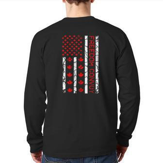 Freedom Convoy 2022 Support Canadian Truckers Mandate Truck Back Print Long Sleeve T-shirt | Mazezy