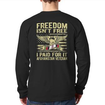 Freedom Isn't Free I Paid For It Afghanistan Veteran Us Flag Back Print Long Sleeve T-shirt | Mazezy