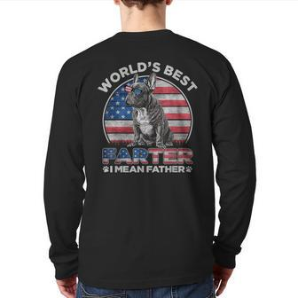 Frenchie World’S Best Farter I Mean Father Vintage Usa Flag Back Print Long Sleeve T-shirt | Mazezy UK