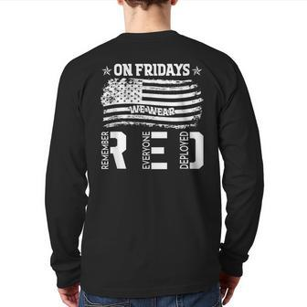 On Friday We Wear Red American Flag Military Supportive Back Print Long Sleeve T-shirt - Monsterry AU