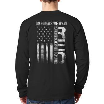 On Friday We Wear Red Friday American Flag Military Veterans Back Print Long Sleeve T-shirt | Mazezy