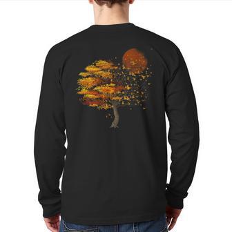 Full Moon Flock Of Birds Tree Outdoor Wildlife Nature Forest Back Print Long Sleeve T-shirt - Monsterry CA