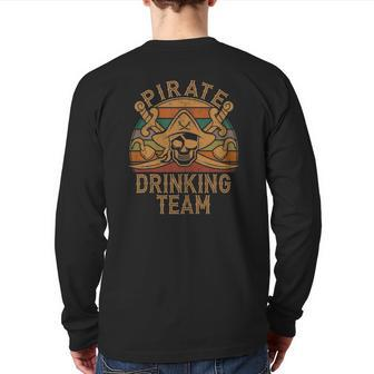 Fun Pirate Drinking Team Jolly Roger Dad Halloween Tank Top Back Print Long Sleeve T-shirt | Mazezy