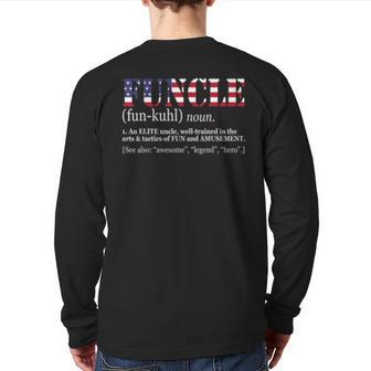 Funcle For Veteran Fun Uncle Patriotics America Flag Back Print Long Sleeve T-shirt | Mazezy AU