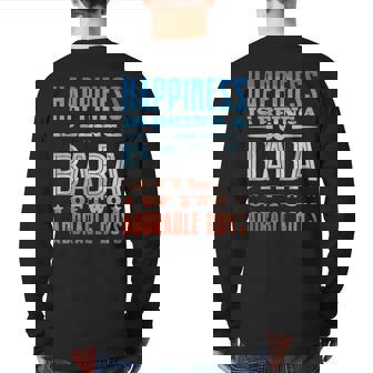 Arabic Dad Baba Of Two Boys Arab Best Baba Ever Retro Back Print Long Sleeve T-shirt | Mazezy