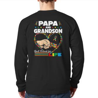 Autism Awareness Papa Grandson Best Friend For Life Back Print Long Sleeve T-shirt | Mazezy
