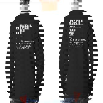 Baseball Dad Like Dad But Much Cooler Definition Back Print Long Sleeve T-shirt | Mazezy