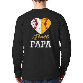 Baseball Papa Ball Papa Softball Men Back Print Long Sleeve T-shirt | Mazezy