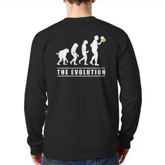 Beer The Human Evolution Tee For Dad Back Print Long Sleeve T-shirt | Mazezy