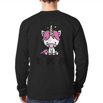 Best Dad Ever Cute Unicorn Father's Day Back Print Long Sleeve T-shirt | Mazezy