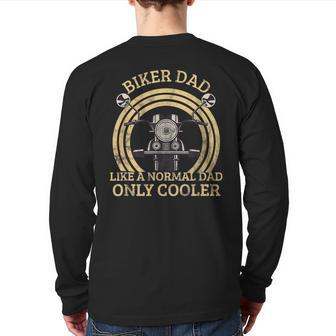 Biker Dad Motorcycle Dad Grandpa Father's Day Back Print Long Sleeve T-shirt | Mazezy