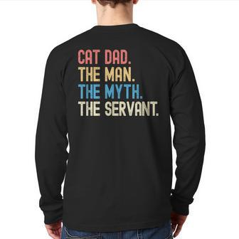 Cat Dad Fathers Day Vintage Ever Cat Lover Daddy Retro Back Print Long Sleeve T-shirt | Mazezy