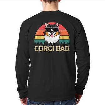 Corgi Dad Pembroke Welsh Tricolor Corgi For Lover Back Print Long Sleeve T-shirt | Mazezy UK